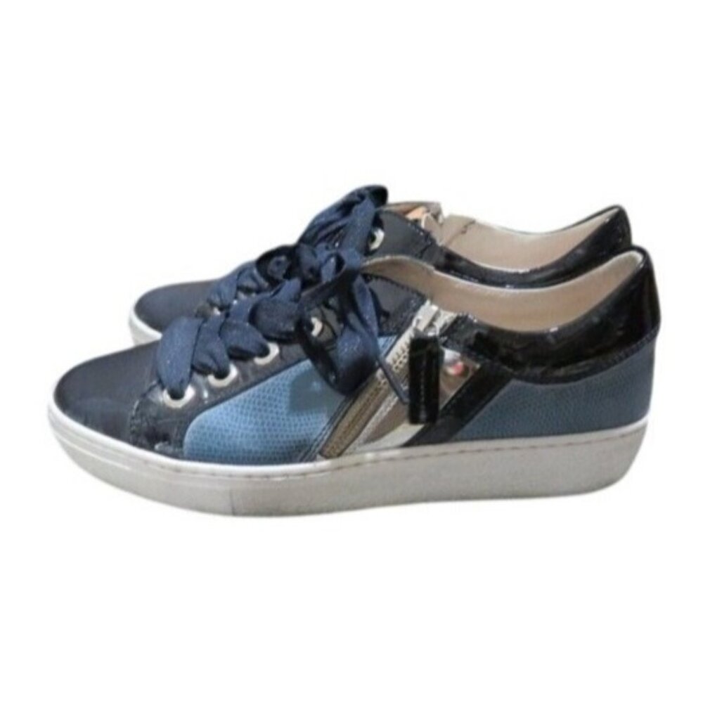 Ron White Ophelia Italian Calf Leather Mirror Patent Trim Sneakers